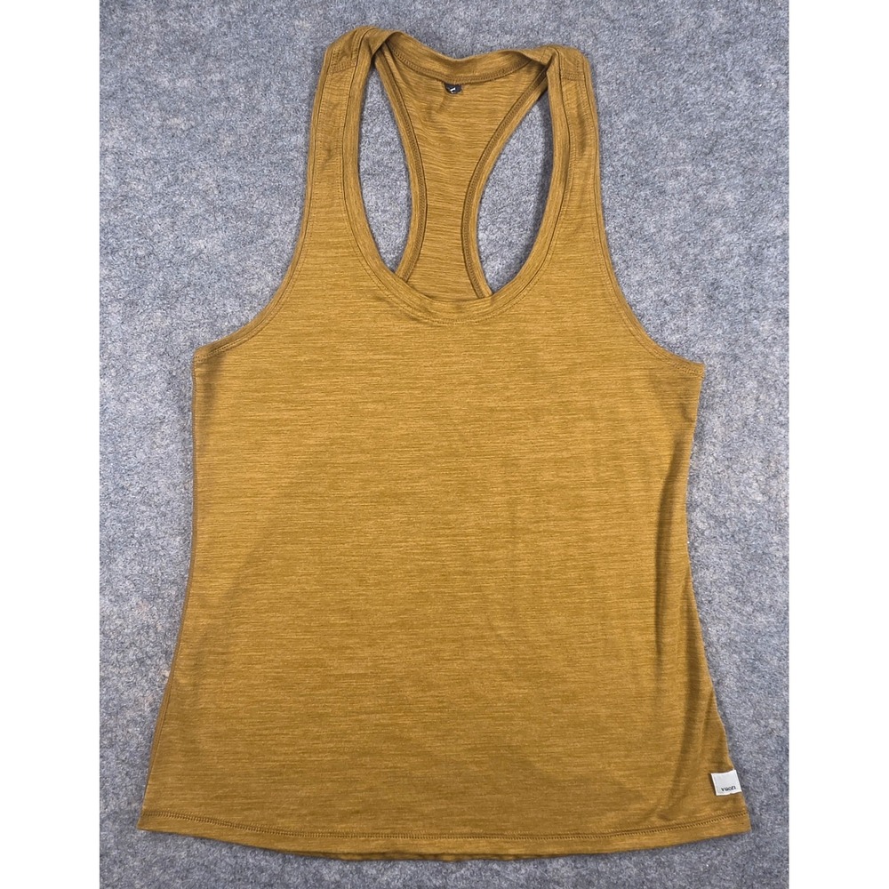 Vuori Lux Performance Tank Top Mustard Yellow Heathered Racerback M - Cut Tag